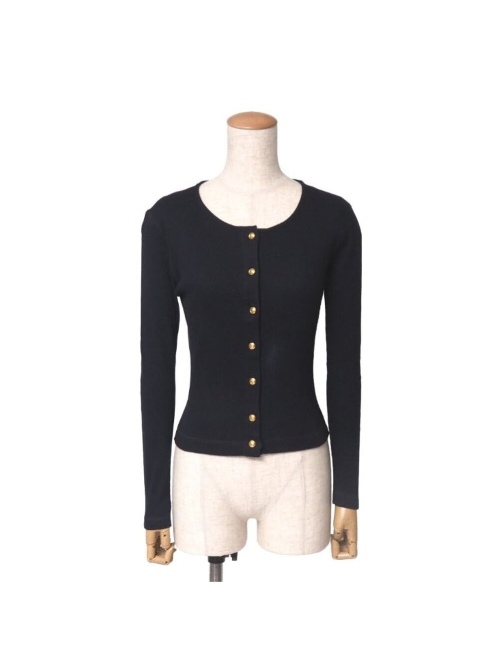 Gucci Vintage Cardigan Crew Neck Narrow Ridge Cotton Rib Knit